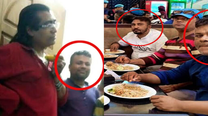 ক্যাপশন: বা পাশে আজমেরী ওসমান ও তার সহযোগী যুবলীগ নেতা হান্নান, ডানে হত্যা মামলার আসামী নিয়ে ভোজনরত তাতী দল নেতা উজ্জল!